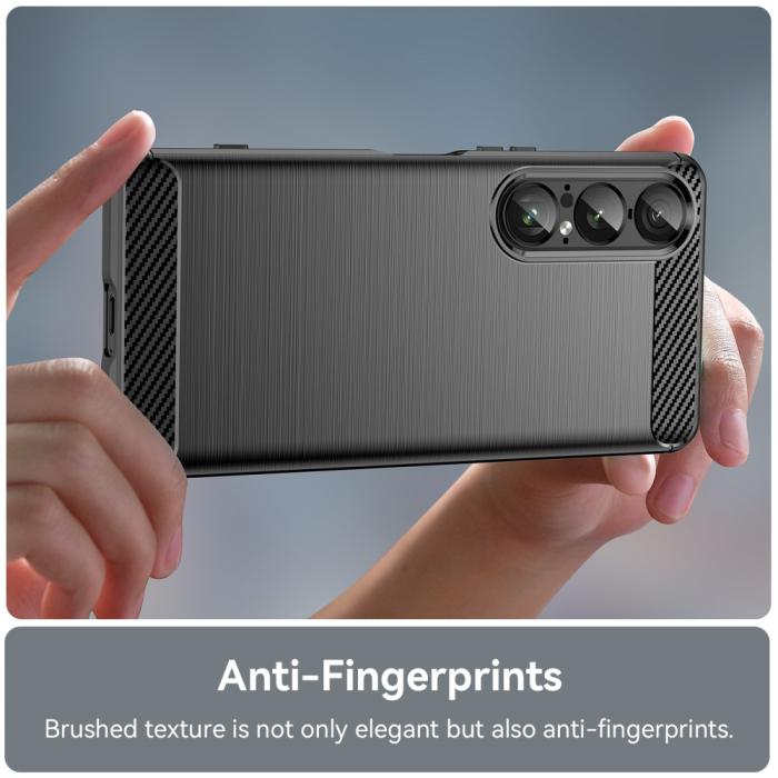 Bild 5,  Sony Xperia 1 VII Skal Borstad Stål Textur Svart - Teknikhallen.se