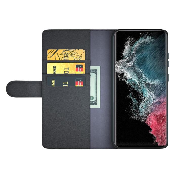Bild 2,  Samsung Galaxy S23 Ultra Fodral Premium Äkta Läder Svart - Teknikhallen.se