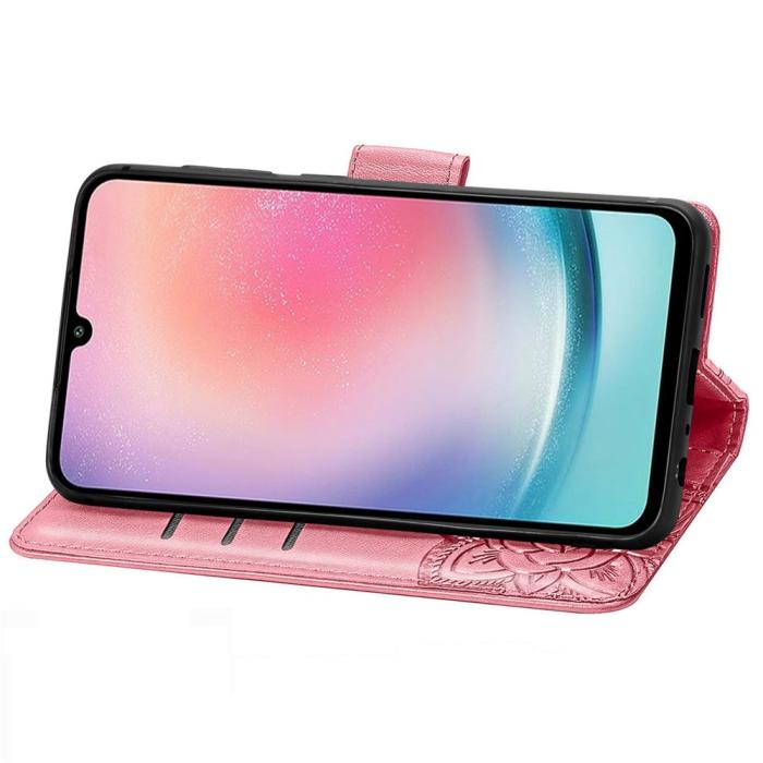 Bild 3,  Samsung Galaxy A25 5G Fodral Läder Big Butterfly Rosa - Teknikhallen.se