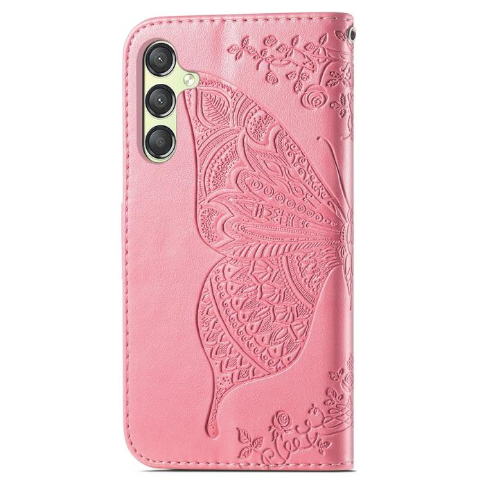 Bild 4,  Samsung Galaxy A25 5G Fodral Läder Big Butterfly Rosa - Teknikhallen.se