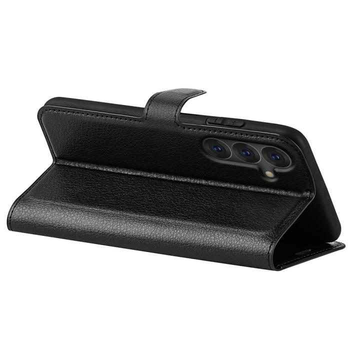 Bild 4,  Samsung Galaxy S25 Plus Fodral Litchi Läder Svart - Teknikhallen.se