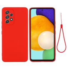  Samsung Galaxy A53 5G Skal Liquid Silikon Med Strap R&ouml;d - Teknikhallen.se