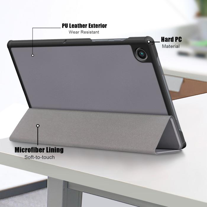 Bild 6,  Samsung Galaxy Tab A8 10.5 (2021) Fodral Premium Tri-Fold Grå - Teknikhallen.se