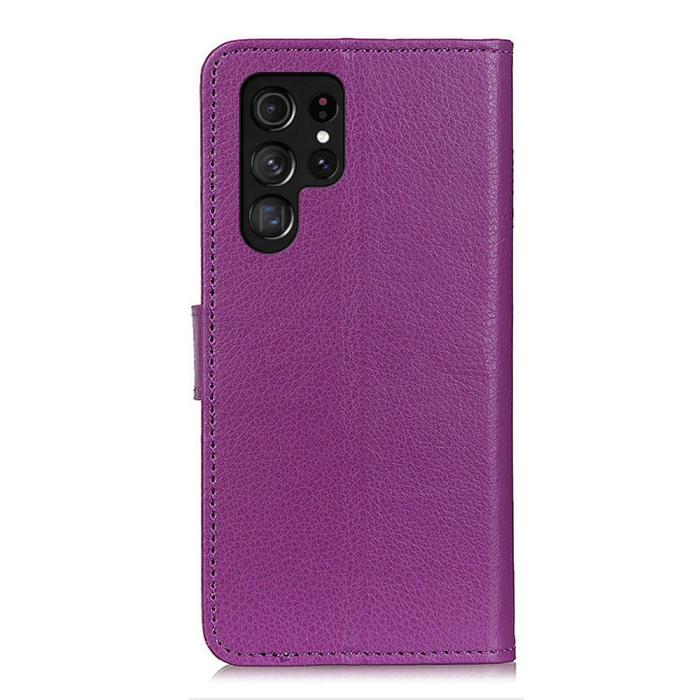 Bild 3,  Samsung Galaxy S22 Ultra Fodral Litchi Läder Lila - Teknikhallen.se