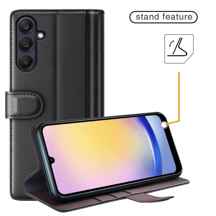 Bild 6,  Samsung Galaxy A26 5G Fodral Premium Äkta Läder Svart - Teknikhallen.se