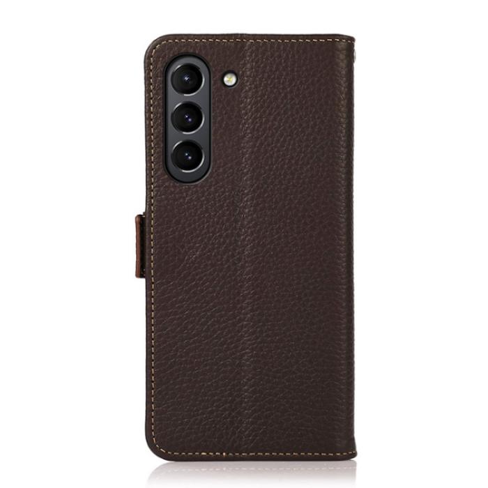 Bild 3, KHAZNEH KHAZNEH Samsung Galaxy S21 FE Fodral RFID Litchi Äkta Läder Brun - Teknikhallen.se