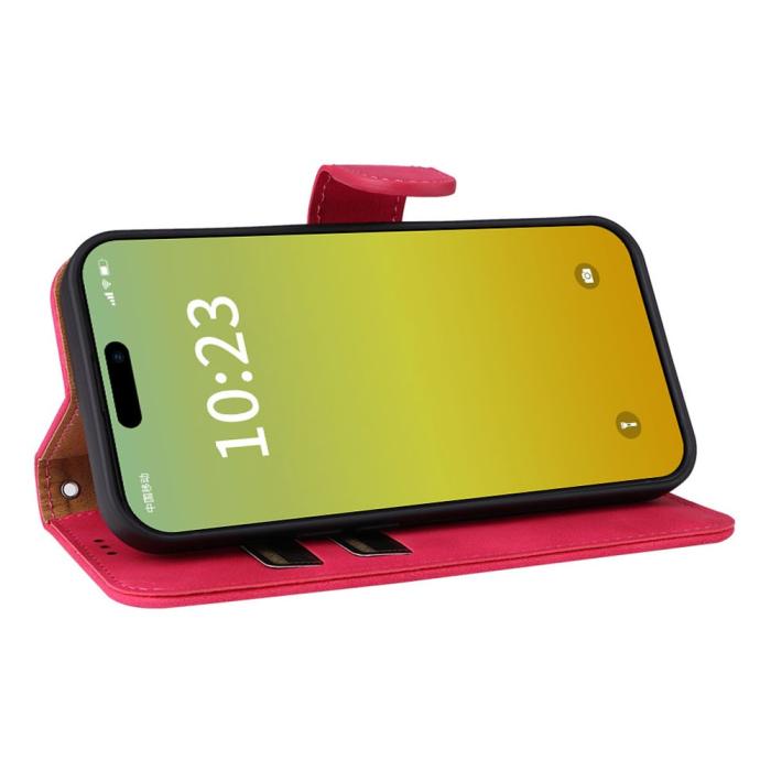 Bild 3,  iPhone 15 Fodral Skin Touch Läder Rosa - Teknikhallen.se