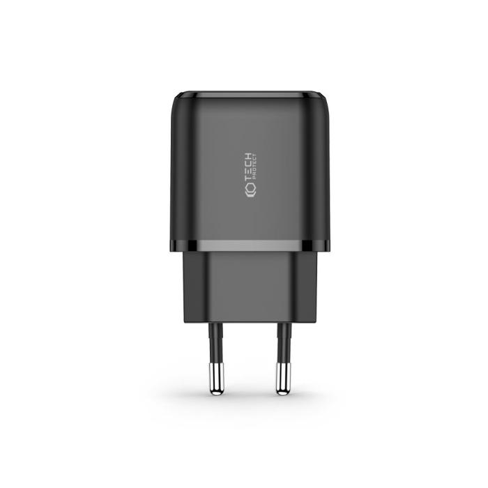 Bild 2, Tech-Protect Tech-Protect 20W Väggladdare PD QC USB-C / USB-A Svart - Teknikhallen.se