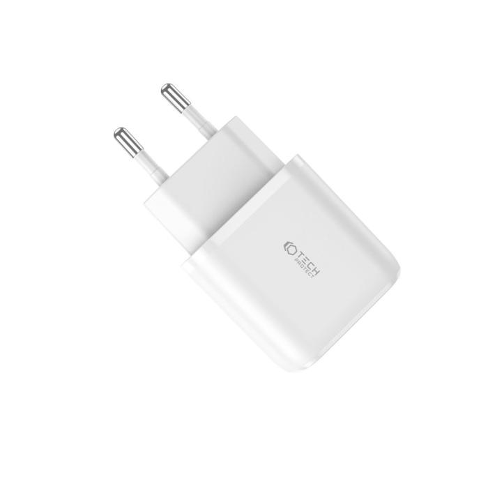 Bild 3, Tech-Protect Tech-Protect 20W Väggladdare PD QC USB-C / USB-A Vit - Teknikhallen.se