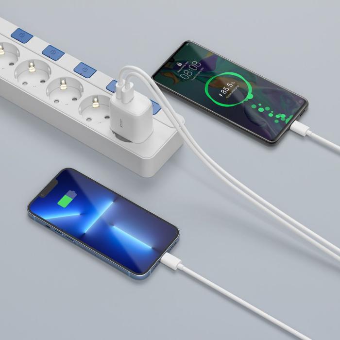 Bild 5, Tech-Protect Tech-Protect 20W Väggladdare PD QC USB-C / USB-A Vit - Teknikhallen.se