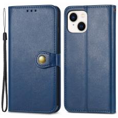  iPhone 15 Plus Fodral L&auml;der Magnetisk M&auml;ssing Bl&aring; - Teknikhallen.se