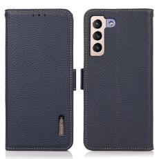 KHAZNEH KHAZNEH Galaxy S23 Plus Fodral Litchi &Auml;kta L&auml;der Bl&aring; - Teknikhallen.se