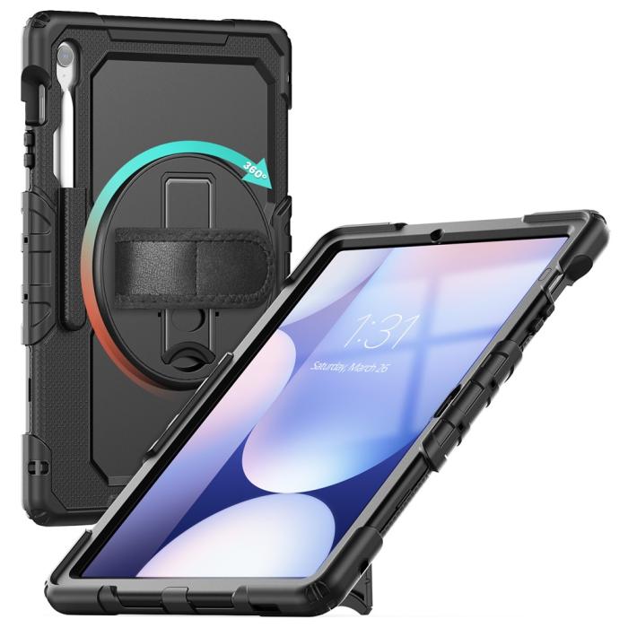 Bild 4,  Galaxy Tab S10 FE Plus Skal 360 Shockproof Hybrid Kickstand Svart - Teknikhallen.se