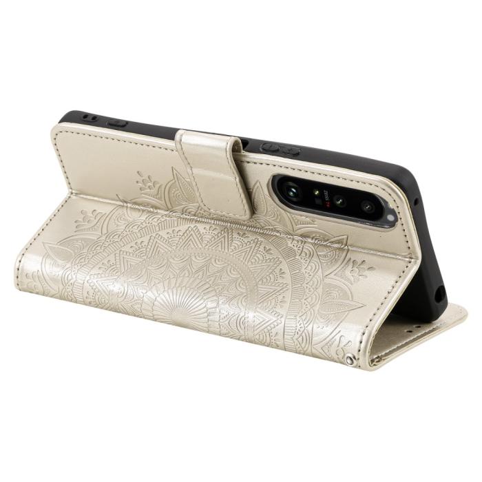Bild 4,  Sony Xperia 1 V Fodral Mandala Läder Guld - Teknikhallen.se