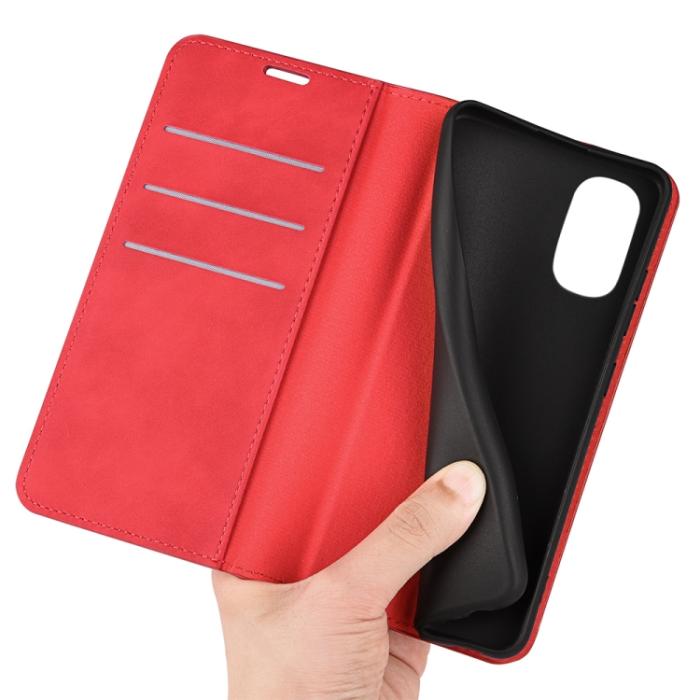 Bild 6,  Motorola Moto G52/G82 Fodral Flip Retro Läder Röd - Teknikhallen.se