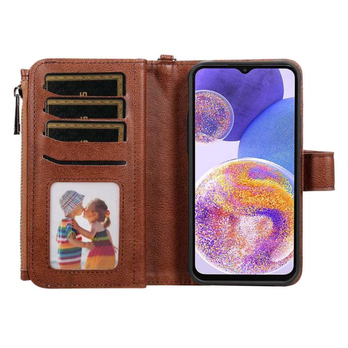 Bild 2,  Samsung Galaxy A23 5G 2in1 Magnet Skal / Plånboksfodral Brun - Teknikhallen.se