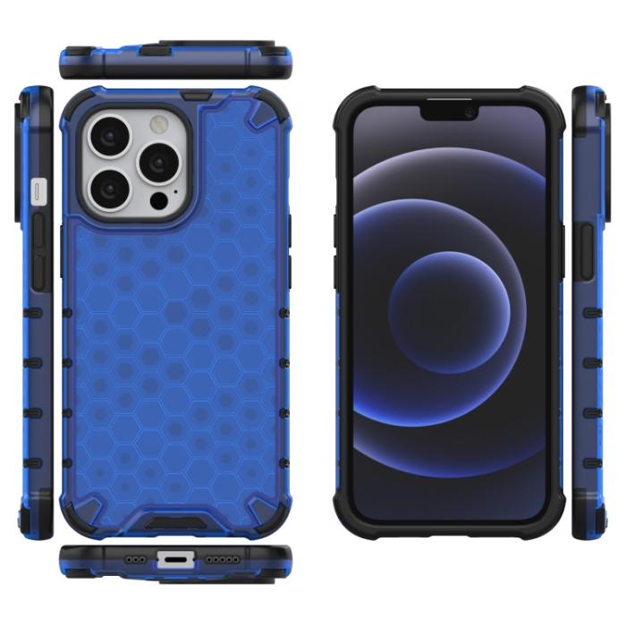 Bild 2,  iPhone 14 Pro Max Skal Shockproof Honeycomb Hybrid Blå - Teknikhallen.se