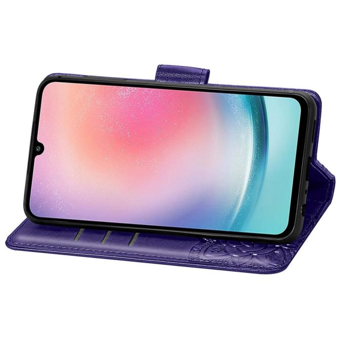 Bild 3,  Samsung Galaxy A25 5G Fodral Läder Big Butterfly Mörk Lila - Teknikhallen.se