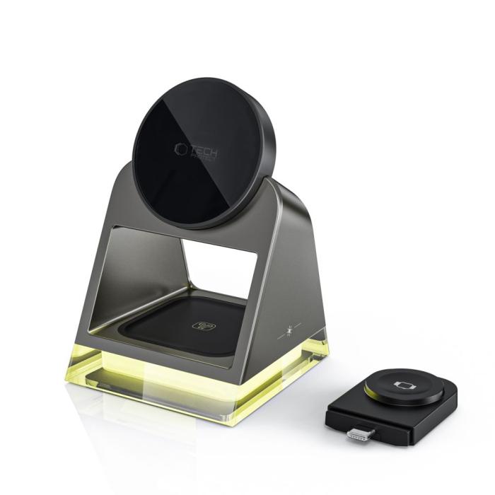 Bild 3, Tech-Protect Tech-Protect 3in1 15W Qi Magnetisk MagSafe Laddare Svart - Teknikhallen.se