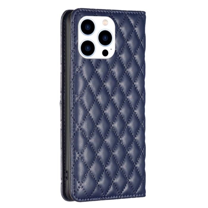 Bild 3, BINFEN BINFEN iPhone 15 Pro Fodral Diamond Flip Läder Blå - Teknikhallen.se