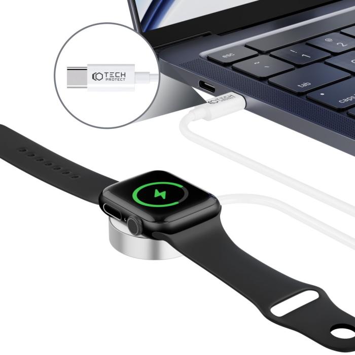 Bild 4, Tech-Protect Tech-Protect 1.2m USB-C Trådlös Laddare För Apple Watch Vit - Teknikhallen.se