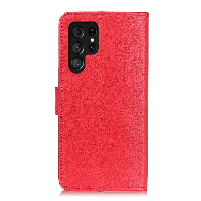 Bild 3,  Samsung Galaxy S22 Ultra Fodral Litchi Läder Röd - Teknikhallen.se