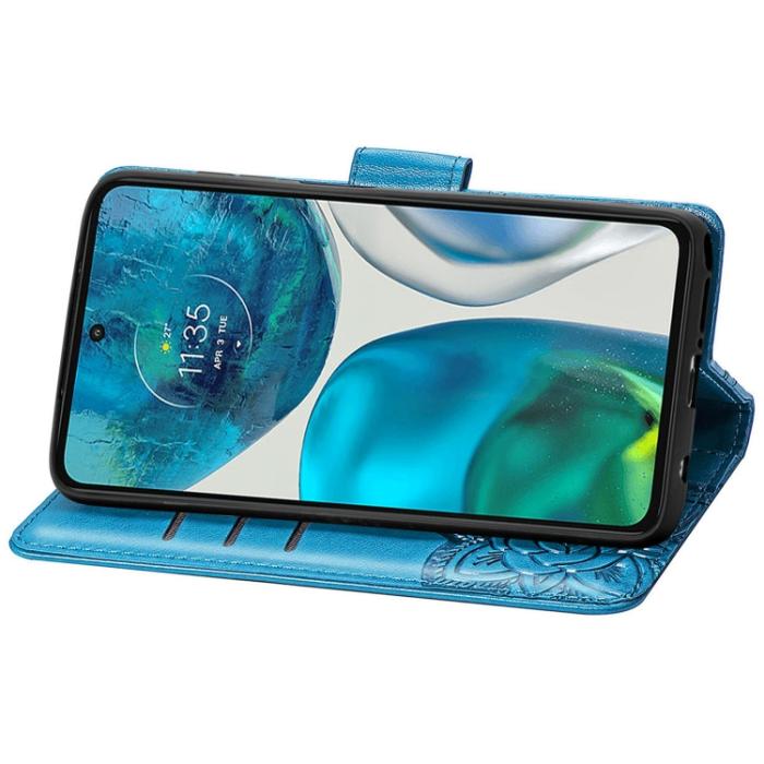 Bild 4,  Motorola Moto G52/G82 Fodral Fjäril Tryck Blå - Teknikhallen.se