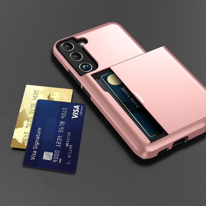 Bild 4,  Samsung Galaxy S22 Plus Skal Hybrid Med Kortfack Guld - Teknikhallen.se