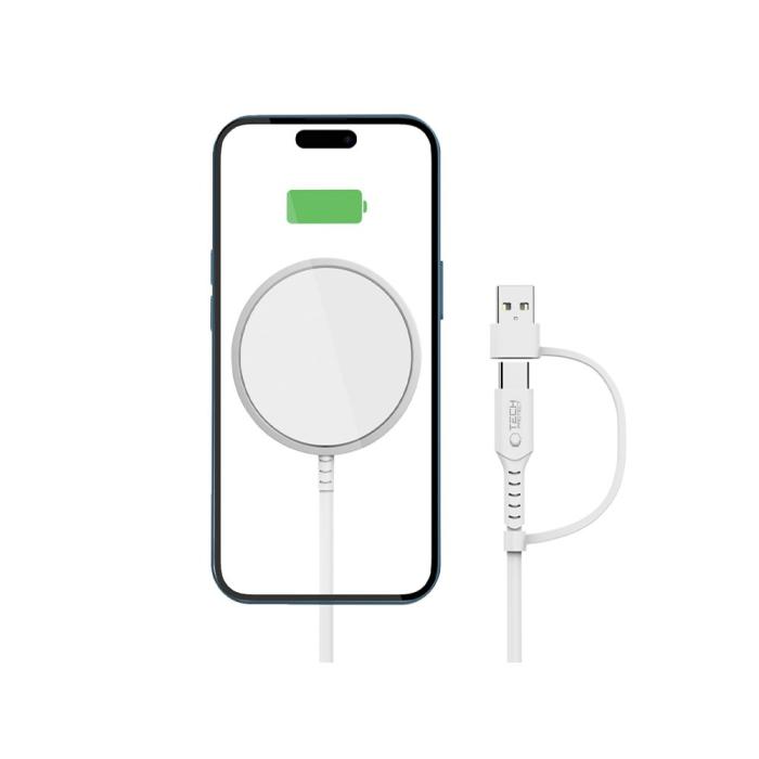 Bild 2, Tech-Protect Tech-Protect 15W MagSafe Trådlös Qi Laddare Vit - Teknikhallen.se