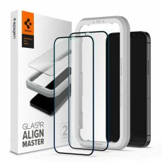 Spigen iPhone 12 Pro Max - Spigen 2-PACK AlignMaster GLAS.tR Helt&auml;ckande Sk&auml;rmskydd - Teknikhallen.se
