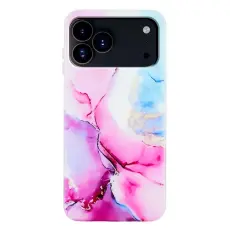  iPhone 17 Pro Skal TPU Marmor Rosa / Bl&aring; - Teknikhallen.se