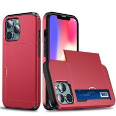  iPhone 13 Pro - Hybrid Skal Med Kortfack - R&ouml;d - Teknikhallen.se