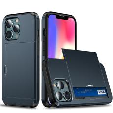  iPhone 13 Pro - Hybrid Skal Med Kortfack - Bl&aring; - Teknikhallen.se
