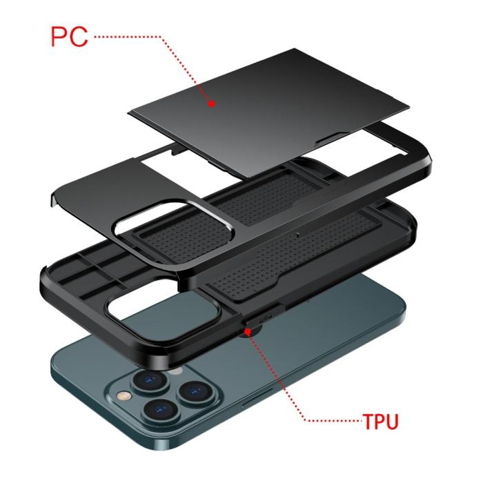 Bild 4,  iPhone 13 Pro - Hybrid Skal Med Kortfack - Svart - Teknikhallen.se