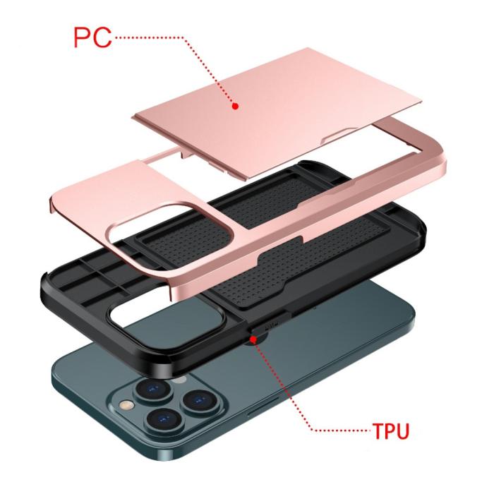 Bild 4,  iPhone 13 Pro - Hybrid Skal Med Kortfack - Blå - Teknikhallen.se