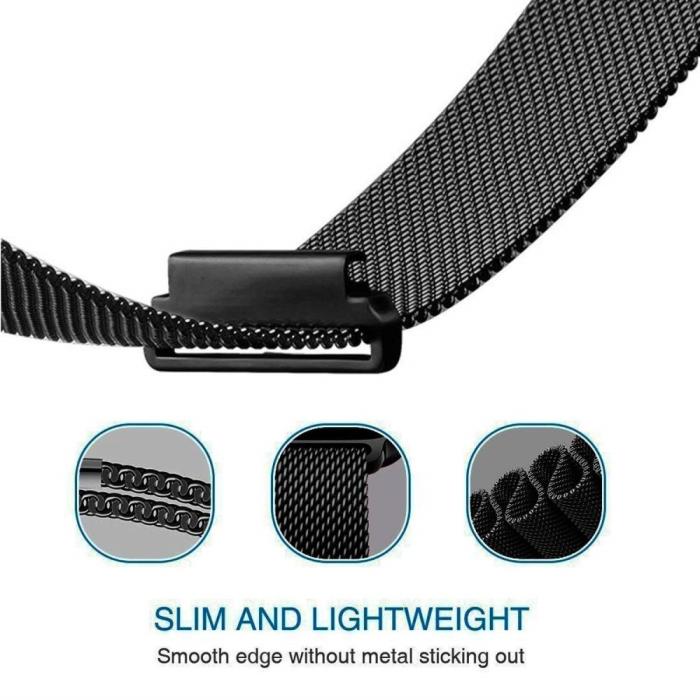 Bild 5,  Milanese Loop Metall Armband För Smartwatch - Svart (22 mm) - Teknikhallen.se
