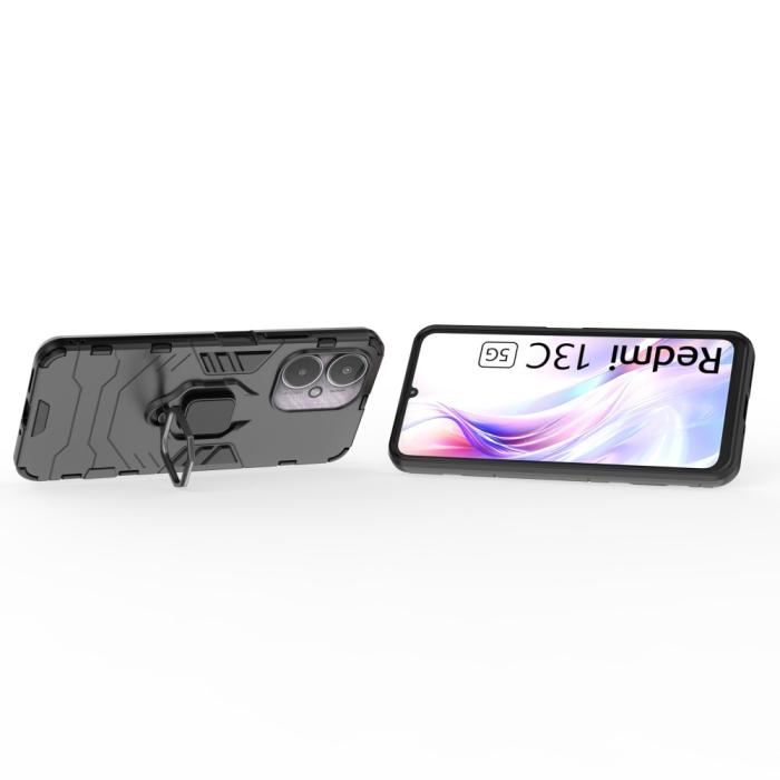 Bild 3,  Xiaomi Redmi 13C 4G Skal Armor Hybrid Kickstand Svart - Teknikhallen.se
