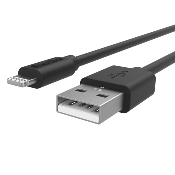 Bild 2, Smartline Smartline 2m Lightning MFi Laddningskabel Svart - Teknikhallen.se