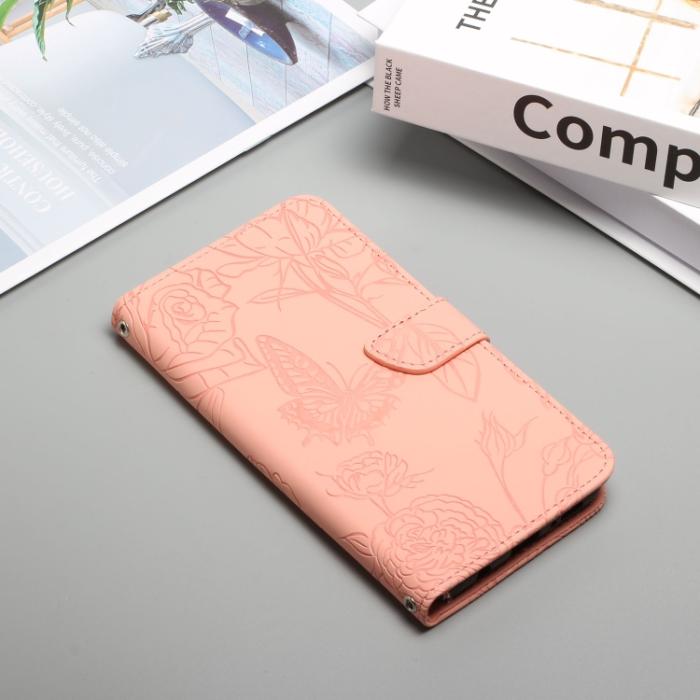 Bild 2,  Motorola Moto G22 Fodral Fjäril/Pion präglad Ljus Rosa - Teknikhallen.se