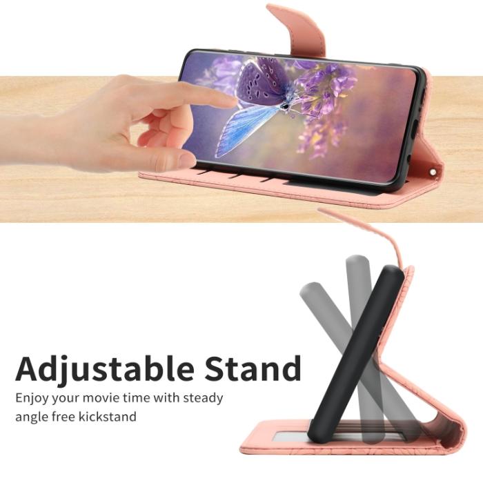 Bild 4,  Motorola Moto G22 Fodral Fjäril/Pion präglad Ljus Rosa - Teknikhallen.se
