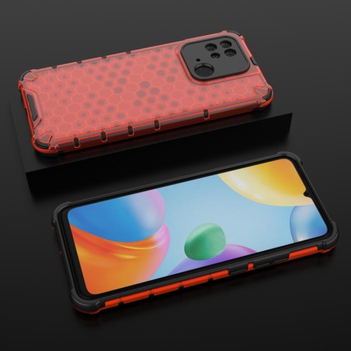 Bild 4,  Xiaomi Redmi 10C Skal Armor Honeycomb Röd - Teknikhallen.se