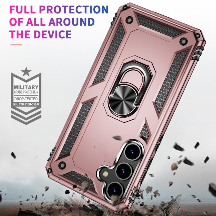 Bild 2,  Samsung Galaxy S24 Skal Hybrid Armor Ring Roséguld - Teknikhallen.se