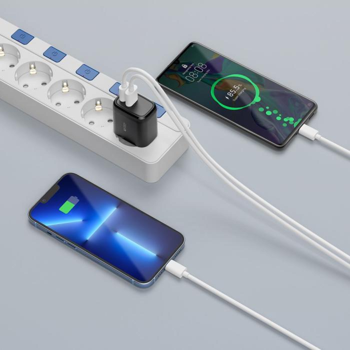 Bild 6, Tech-Protect Tech-Protect 20W Väggladdare PD QC USB-C / USB-A Svart - Teknikhallen.se