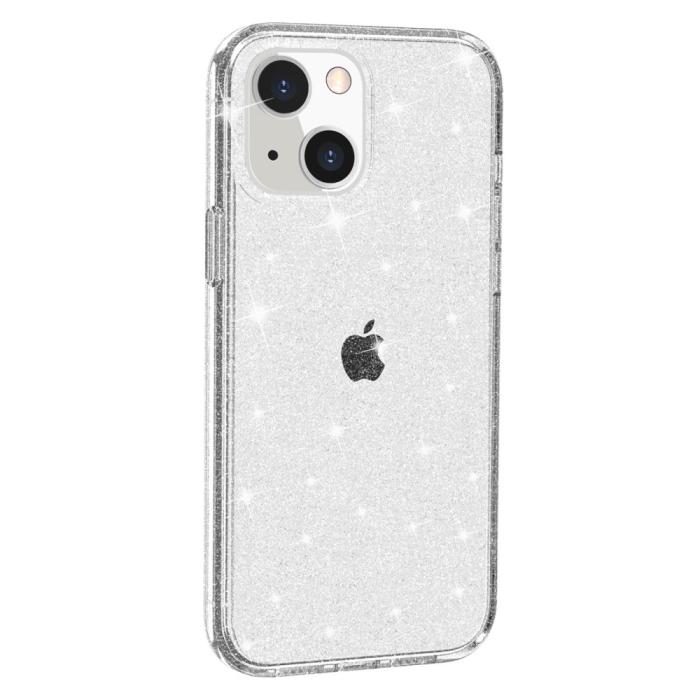 Bild 2,  iPhone 15 Plus Skal Hybrid Glitter Vit - Teknikhallen.se