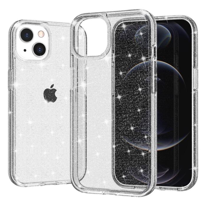 Bild 4,  iPhone 15 Plus Skal Hybrid Glitter Vit - Teknikhallen.se