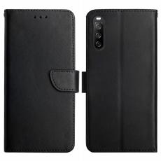  Sony Xperia 10 VI Fodral &Auml;kta L&auml;der Svart - Teknikhallen.se