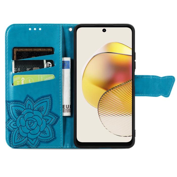 Bild 3,  Motorola Moto G73 5G Fodral Butterfly Blå - Teknikhallen.se