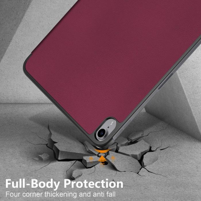 Bild 6,  iPad 11 2025 / 10.9 2022 Fodral Tri-Fold Vinröd - Teknikhallen.se