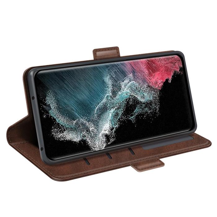Bild 3,  Samsung Galaxy S23 Ultra Fodral Magnetisk Stängning Brun - Teknikhallen.se