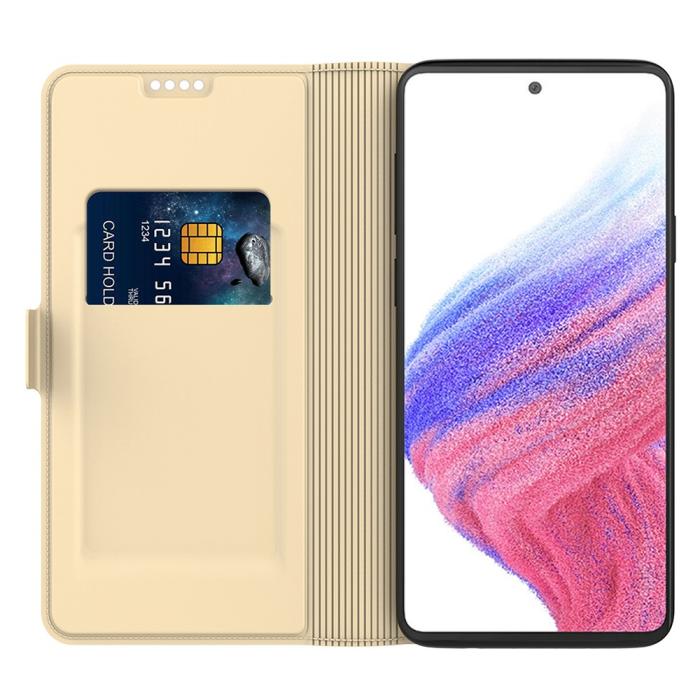 Bild 2,  Samsung Galaxy A25 5G Fodral Slim Läder Guld - Teknikhallen.se